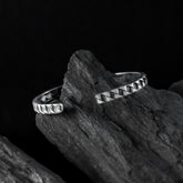 Silver Checkerboard open kada bracelet